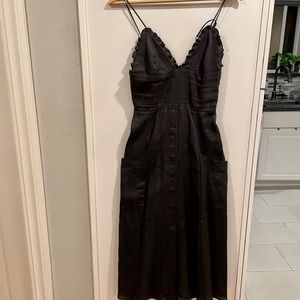 Reformation Black linen midi dress, size 6